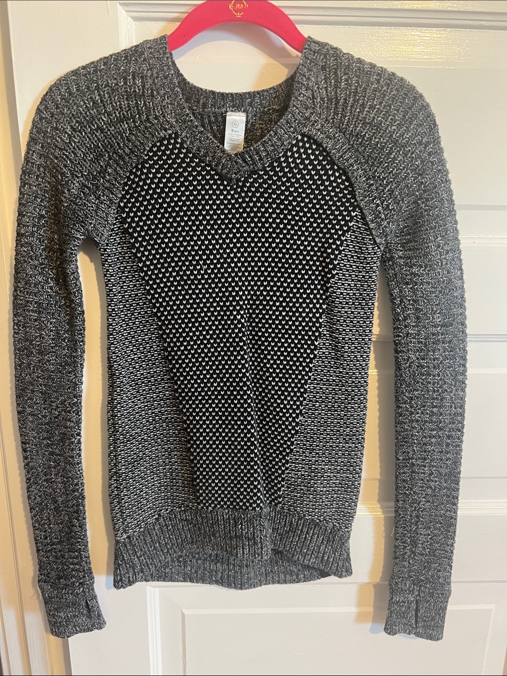Ivivva Girls Gray Knit V‑Neck Marled Sweater